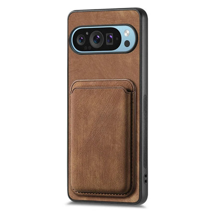 For Google Pixel 9 / Pixel 9 Pro Case Leather+TPU Retro Phone Cover with Detachable Card Slot