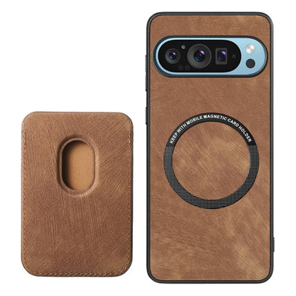 For Google Pixel 9 / Pixel 9 Pro Case Leather+TPU Retro Phone Cover with Detachable Card Slot