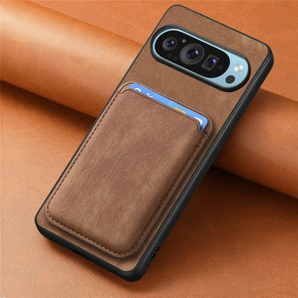 For Google Pixel 9 / Pixel 9 Pro Case Leather+TPU Retro Phone Cover with Detachable Card Slot