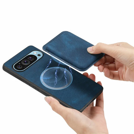 For Google Pixel 9 / Pixel 9 Pro Case Leather+TPU Retro Phone Cover with Detachable Card Slot