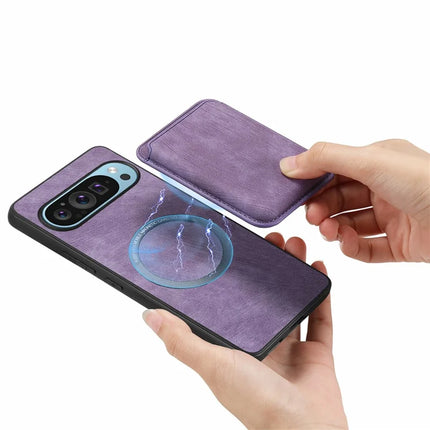 For Google Pixel 9 / Pixel 9 Pro Case Leather+TPU Retro Phone Cover with Detachable Card Slot