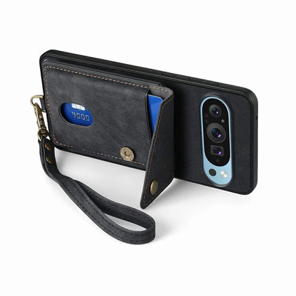 For Google Pixel 9 / Pixel 9 Pro Case with Card Slot Kickstand Leather TPU Phone Cover