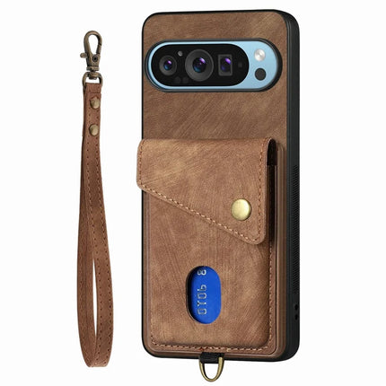 For Google Pixel 9 / Pixel 9 Pro Case with Card Slot Kickstand Leather TPU Phone Cover