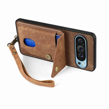 For Google Pixel 9 / Pixel 9 Pro Case with Card Slot Kickstand Leather TPU Phone Cover