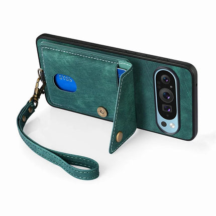 For Google Pixel 9 / Pixel 9 Pro Case with Card Slot Kickstand Leather TPU Phone Cover