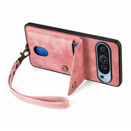 For Google Pixel 9 / Pixel 9 Pro Case with Card Slot Kickstand Leather TPU Phone Cover