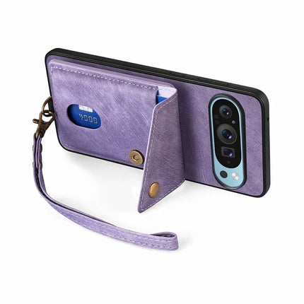 For Google Pixel 9 / Pixel 9 Pro Case with Card Slot Kickstand Leather TPU Phone Cover