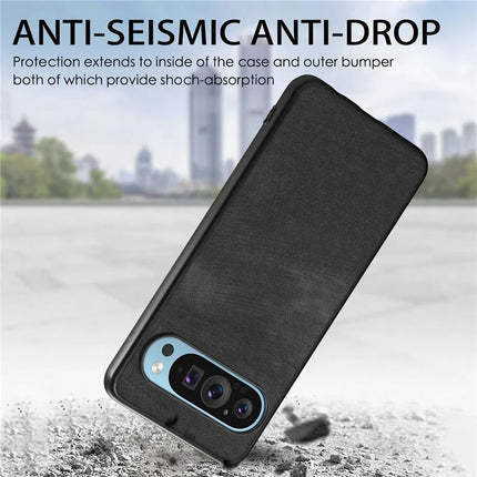For Google Pixel 9 / Pixel 9 Pro Case Retro Leather + TPU Shockproof Protective Phone Cover