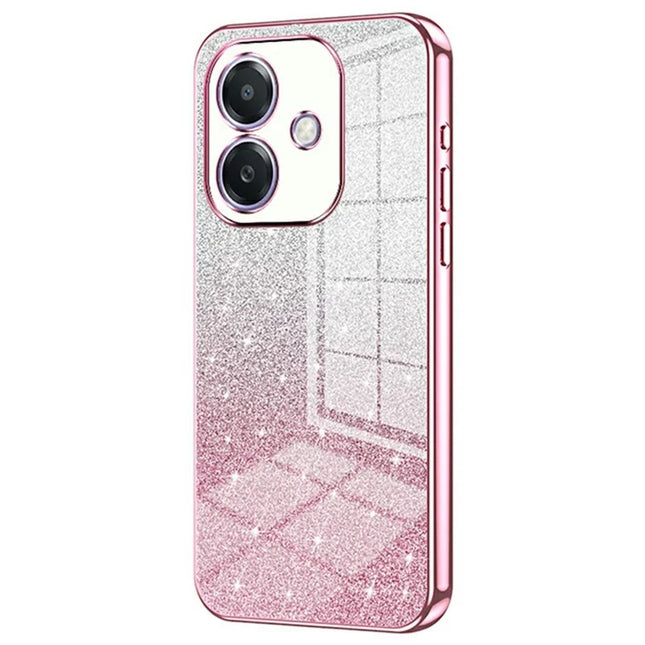 For Oppo A3x 5G Case Electroplating Gradient Glitter TPU Phone Cover - Pink