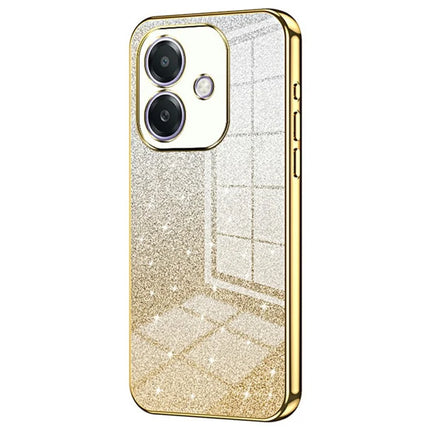For Oppo A3x 5G Case Electroplating Gradient Glitter TPU Phone Cover - Gold