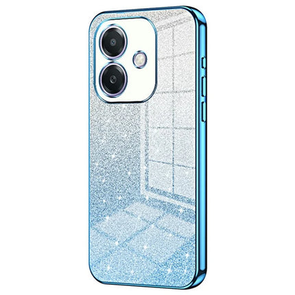 For Oppo A3x 5G Case Electroplating Gradient Glitter TPU Phone Cover - Blue