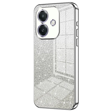 For Oppo A3x 5G Case Electroplating Gradient Glitter TPU Phone Cover - Silver