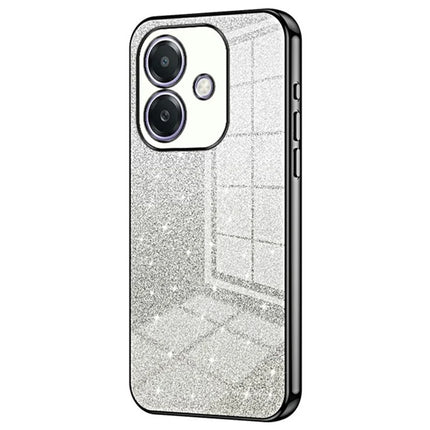 For Oppo A3x 5G Case Electroplating Gradient Glitter TPU Phone Cover - Black