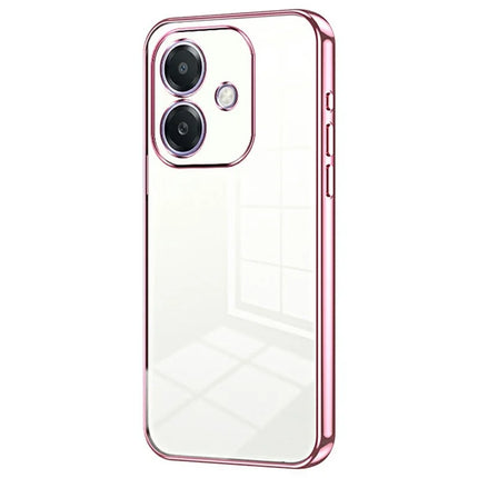 For Oppo A3x 5G Case Electroplating Frame Soft TPU Phone Cover - Pink