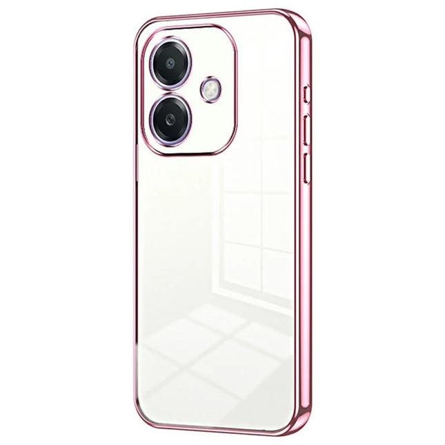 For Oppo A3x 5G Case Electroplating Frame Soft TPU Phone Cover - Pink