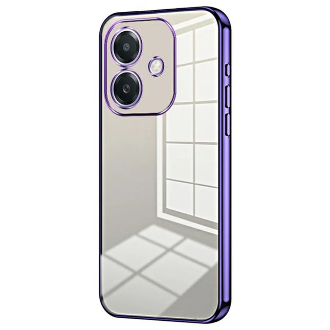 For Oppo A3x 5G Case Electroplating Frame Soft TPU Phone Cover - Purple