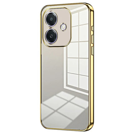 For Oppo A3x 5G Case Electroplating Frame Soft TPU Phone Cover - Gold