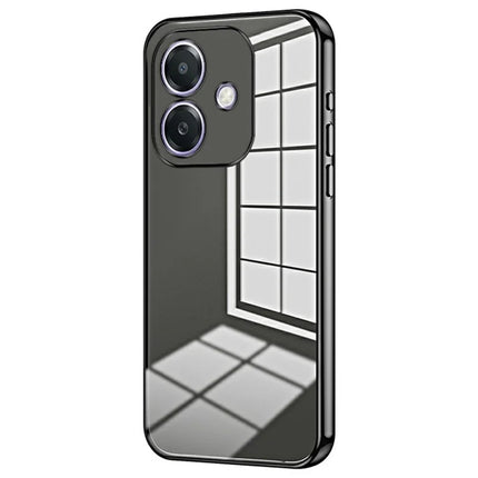 For Oppo A3x 5G Case Electroplating Frame Soft TPU Phone Cover - Black