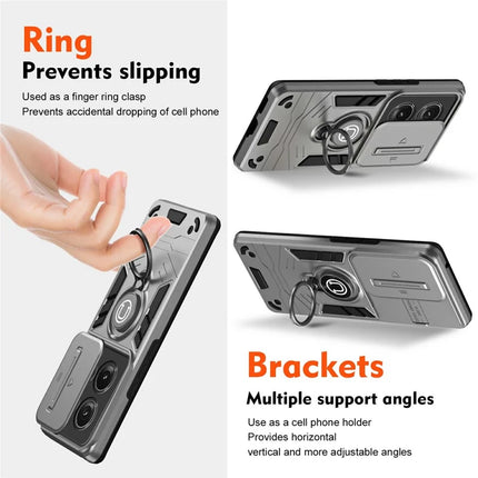 For Motorola Edge 50 5G Case Slide Camshield Kickstand PC+TPU Phone Cover