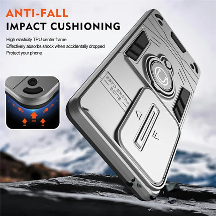 For Motorola Edge 50 5G Case Slide Camshield Kickstand PC+TPU Phone Cover