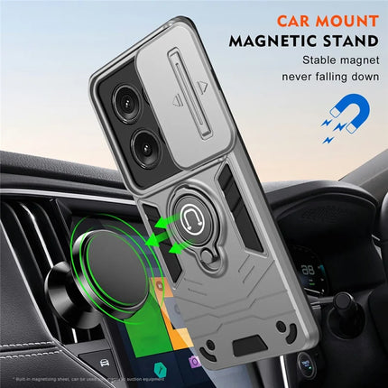 For Motorola Edge 50 5G Case Slide Camshield Kickstand PC+TPU Phone Cover
