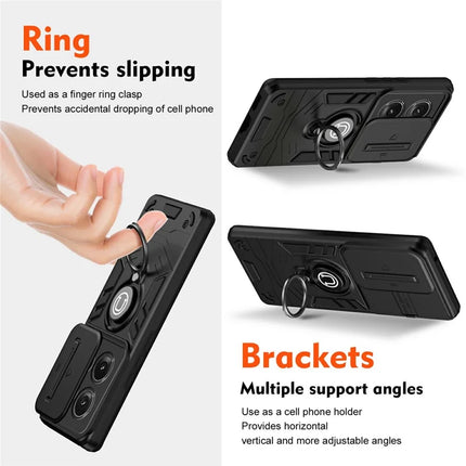 For Motorola Edge 50 5G Case Slide Camshield Kickstand PC+TPU Phone Cover
