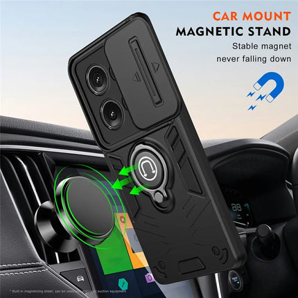 For Motorola Edge 50 5G Case Slide Camshield Kickstand PC+TPU Phone Cover