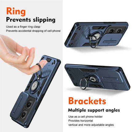 For Motorola Edge 50 5G Case Slide Camshield Kickstand PC+TPU Phone Cover