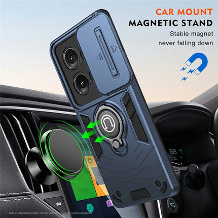 For Motorola Edge 50 5G Case Slide Camshield Kickstand PC+TPU Phone Cover