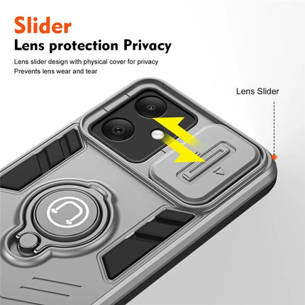 For Samsung Galaxy A06 Case Slide Camshield Kickstand PC+TPU Phone Cover