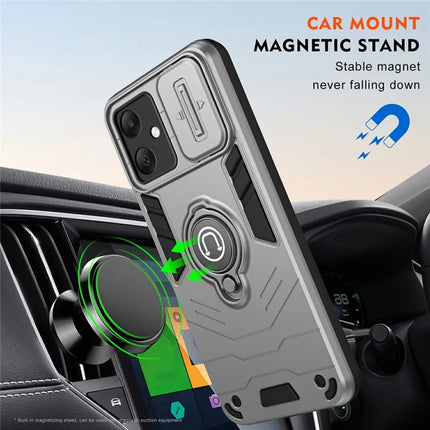 For Samsung Galaxy A06 Case Slide Camshield Kickstand PC+TPU Phone Cover