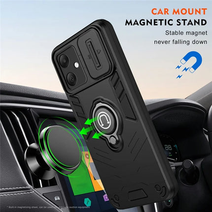 For Samsung Galaxy A06 Case Slide Camshield Kickstand PC+TPU Phone Cover