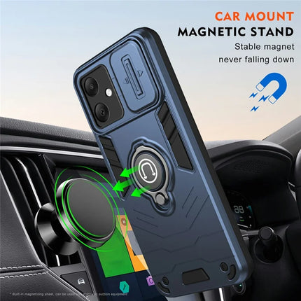 For Samsung Galaxy A06 Case Slide Camshield Kickstand PC+TPU Phone Cover