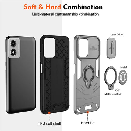 For Motorola Moto E14 4G Case Slide Camshield Kickstand PC+TPU Phone Cover