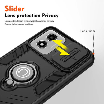 For Motorola Moto E14 4G Case Slide Camshield Kickstand PC+TPU Phone Cover