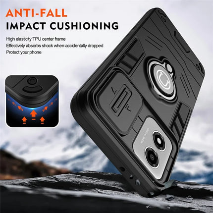 For Motorola Moto E14 4G Case Slide Camshield Kickstand PC+TPU Phone Cover