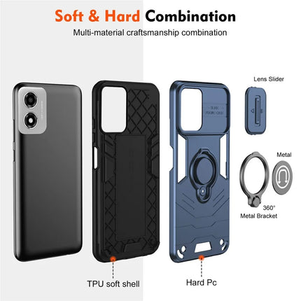 For Motorola Moto E14 4G Case Slide Camshield Kickstand PC+TPU Phone Cover