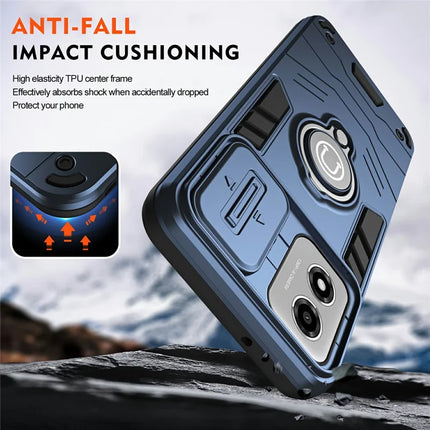For Motorola Moto E14 4G Case Slide Camshield Kickstand PC+TPU Phone Cover