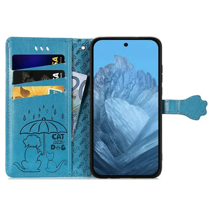 For Google Pixel 9 Pro XL Case Leather Wallet Flip Phone Cover Cute Cat Dog Pattern