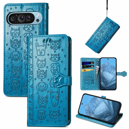 For Google Pixel 9 Pro XL Case Leather Wallet Flip Phone Cover Cute Cat Dog Pattern