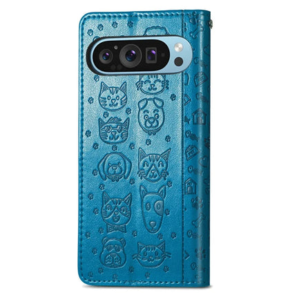 For Google Pixel 9 Pro XL Case Leather Wallet Flip Phone Cover Cute Cat Dog Pattern