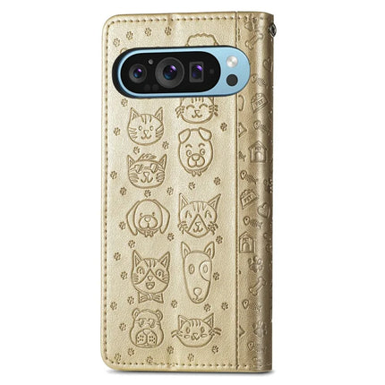 For Google Pixel 9 Pro XL Case Leather Wallet Flip Phone Cover Cute Cat Dog Pattern
