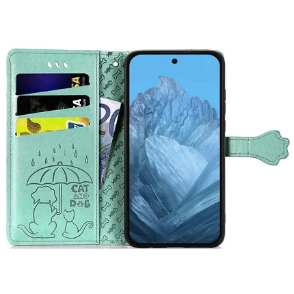 For Google Pixel 9 Pro XL Case Leather Wallet Flip Phone Cover Cute Cat Dog Pattern
