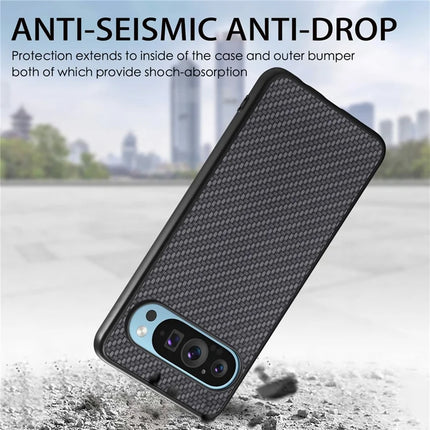 For Google Pixel 9 Pro XL Case Carbon Fiber Texture PU+PC+TPU Phone Cover