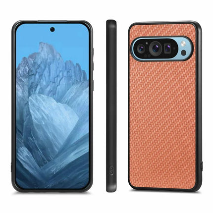 For Google Pixel 9 Pro XL Case Carbon Fiber Texture PU+PC+TPU Phone Cover