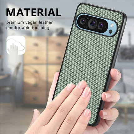 For Google Pixel 9 Pro XL Case Carbon Fiber Texture PU+PC+TPU Phone Cover