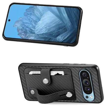 For Google Pixel 9 Pro XL Case Wristband Anti-Drop Leather Back Cover Card Holder