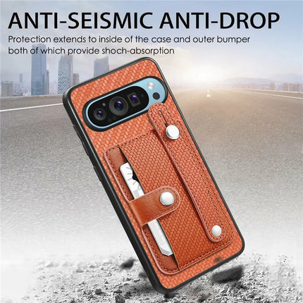 For Google Pixel 9 Pro XL Case Wristband Anti-Drop Leather Back Cover Card Holder