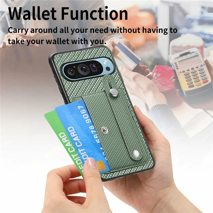 For Google Pixel 9 Pro XL Case Wristband Anti-Drop Leather Back Cover Card Holder