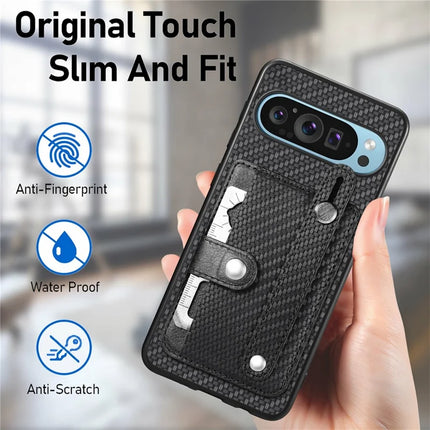 For Google Pixel 9 Pro XL Case Wristband Anti-Drop Leather Back Cover Card Holder